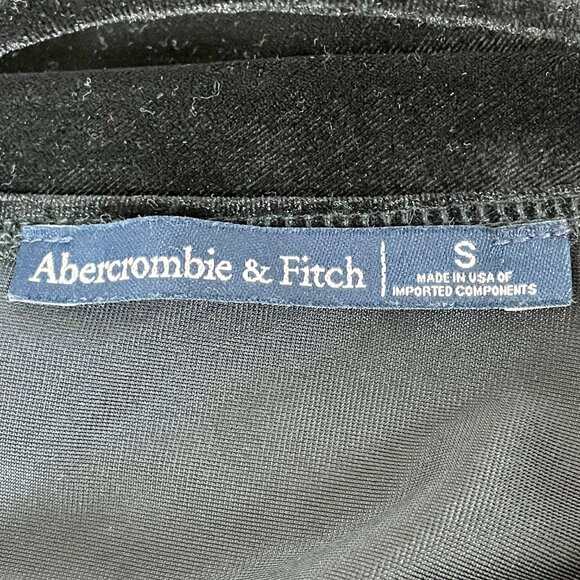 Vtg Y2K Abercrombie & Fitch Black Velvet Plunge Neck Halter Top Sz XS Whimsigoth - Picture 6 of 7